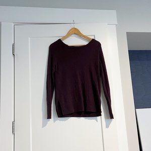 Halogen Cashmere Round Neck Long-Sleeve Sweater Plum/Burgundy M